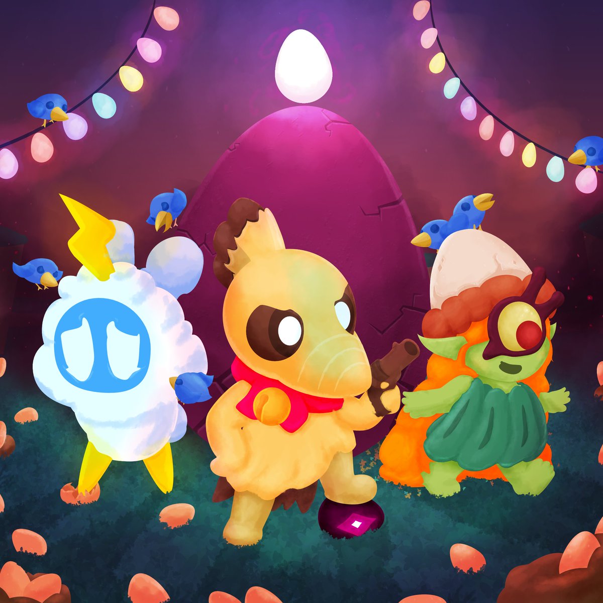 PinCharacter's tweet photo. Voidigo Easter🥚
Another oldie based on #Voidigo

A neat lil image to share some love for the game and the seasonal festivities at the time. Was also a good excuse to do some experimenting with some more stylised grass. https://t.co/8riLptdPuo