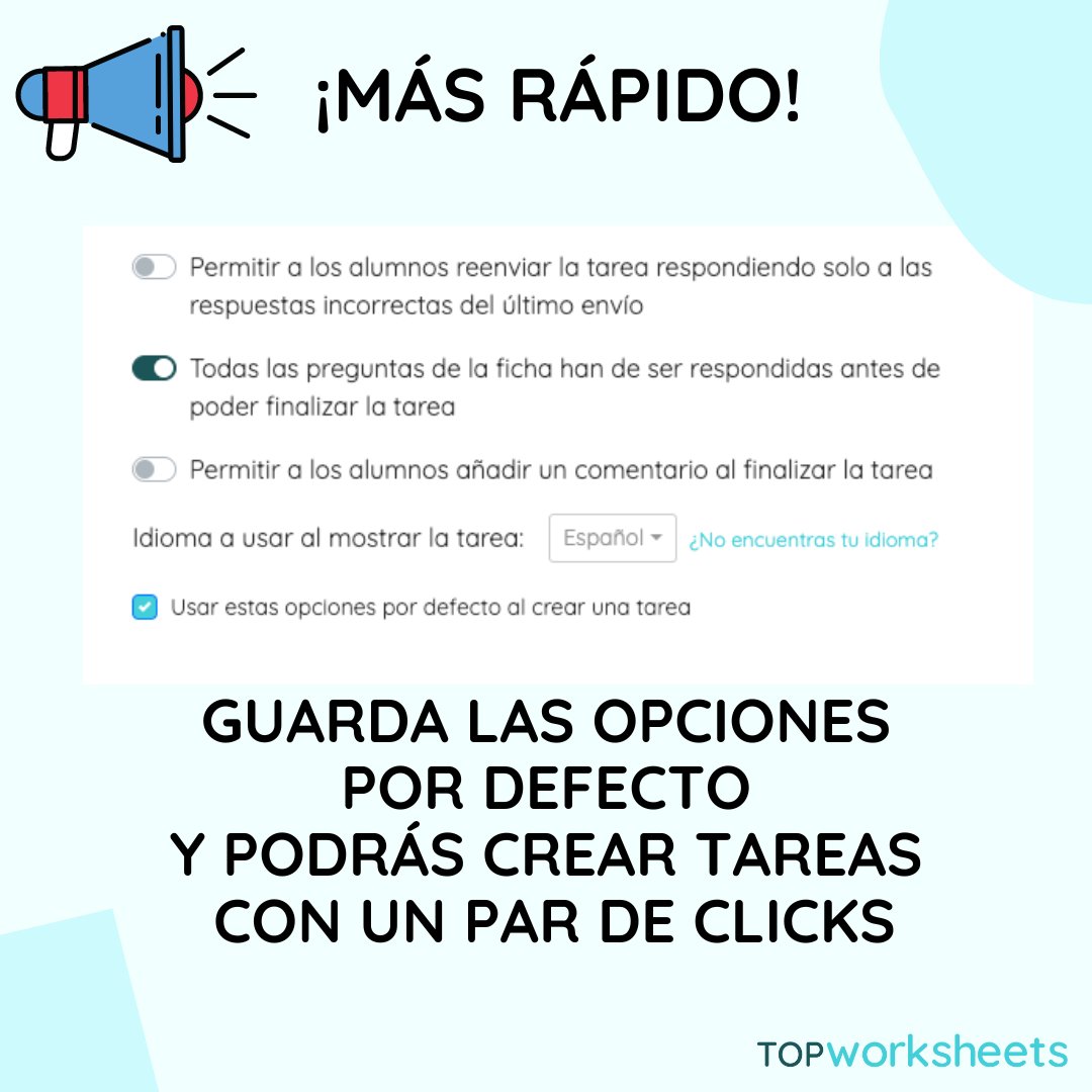 Al crear tareas, puedes seleccionar y guardar las opciones que más uses y se aplicarán por defecto en todas las nuevas tareas 🤖 Así podrás crearlas con solo un par de clicks y siempre se adaptarán a tu manera de trabajar 💪