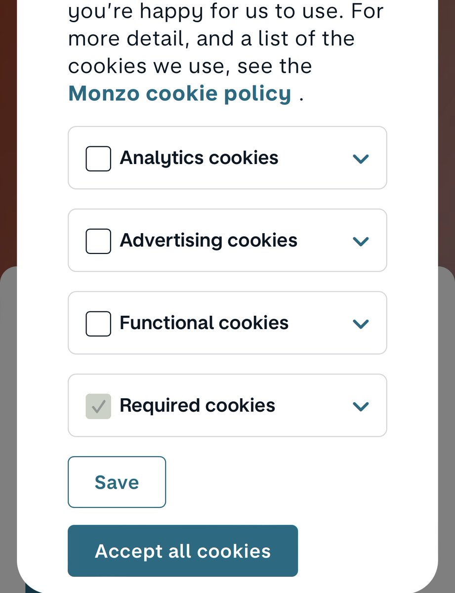 I’m a <a href="/monzo/">Monzo 🏦</a> user/fan, but to think that talented devs/designers spent precious time implementing such a dark pattern is so disappointing. This choice of UX has no purpose other than to trick you 😢