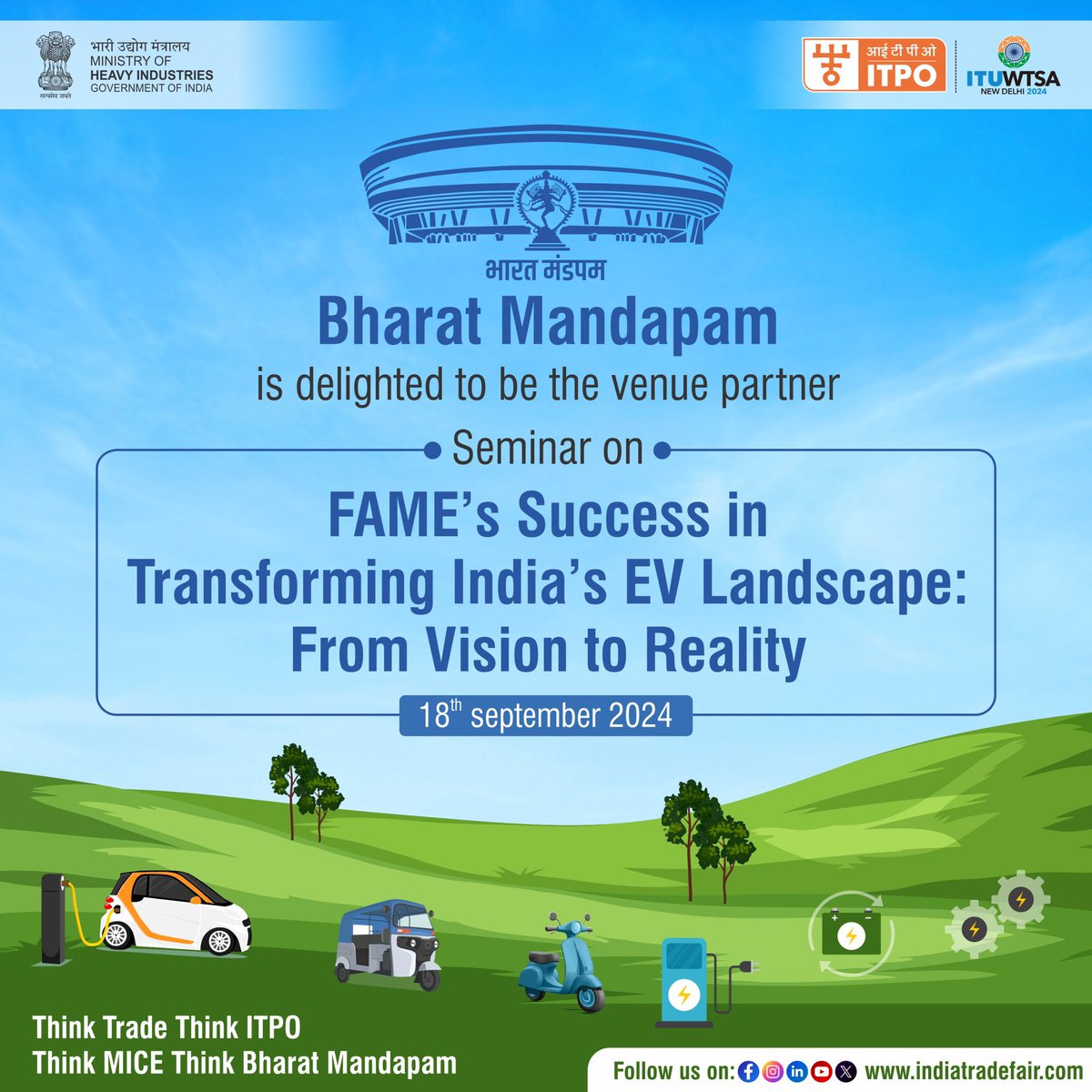 ITPODesk's tweet photo. “FAME’s Success in Transforming India’s EV Landscape: From Vision to Reality" hosted by @mhi_goi, @BHEL_India this discussion was conducted at bharat mandapam on 18th september 2024 

 #BharatMandapam #ThinkTrade #ThinkITPO #Thinkmice #thinkbharatmandapam #partnerforprogress #viksitbharat 
#Emobility #PMeDrive 

@ficci_india
@fadaindia
@siamindia 
@ifcilimited