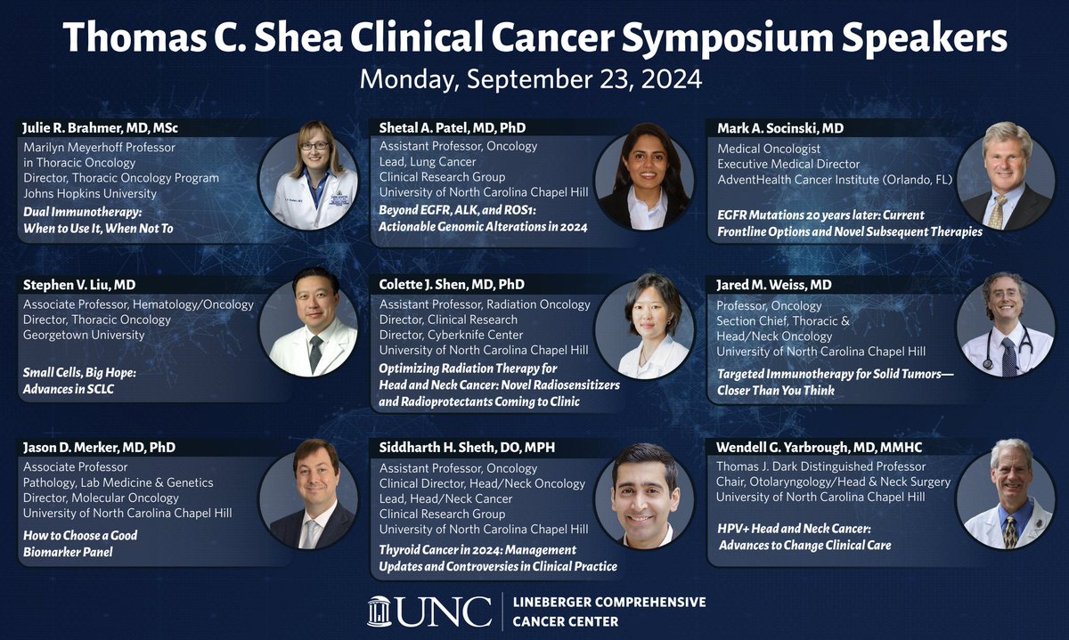 Stephen V Liu, MD (@stephenvliu) on Twitter photo I'm honored to present #SCLC updates at the 2nd annual Thomas C. Shea Clinical Cancer Symposium on Monday, September 23rd from the <a href="/UNC_Lineberger/">UNC Lineberger</a> cancer center alongside Drs. <a href="/DrJaredWeiss/">Jared Weiss</a> <a href="/JulieBrahmer/">Dr. Julie Brahmer</a> Mark Socinski <a href="/nes047/">Norman Sharpless</a> and others! In person <a href="/The_Umstead/">The Umstead Hotel and Spa</a> in Cary, NC! I'm honored to present #SCLC updates at the 2nd annual Thomas C. Shea Clinical Cancer Symposium on Monday, September 23rd from the <a href="/UNC_Lineberger/">UNC Lineberger</a> cancer center alongside Drs. <a href="/DrJaredWeiss/">Jared Weiss</a> <a href="/JulieBrahmer/">Dr. Julie Brahmer</a> Mark Socinski <a href="/nes047/">Norman Sharpless</a> and others! In person <a href="/The_Umstead/">The Umstead Hotel and Spa</a> in Cary, NC!