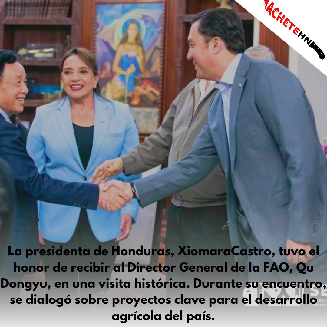 machetehn2009's tweet image. #SECAPPHINFORMA 🌍 La presidenta de Honduras, @XiomaraCastroZ, tuvo el honor de recibir al Director General de la FAO, Qu Dongyu, en una visita histórica. Durante su encuentro, se dialogó sobre proyectos clave para el desarrollo agrícola del país.  🌱🤝
 #SECAPPH #Honduras #FAO