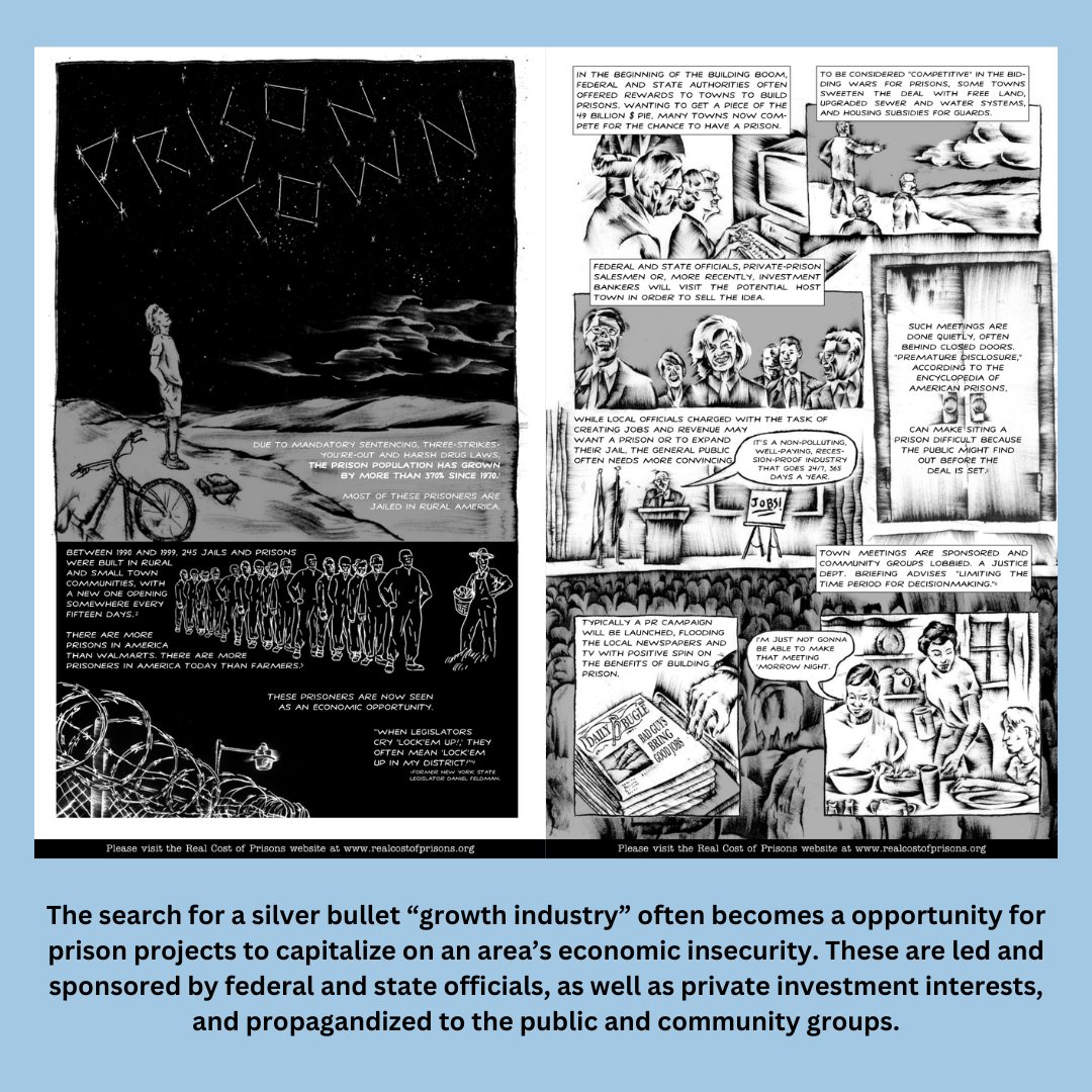 NoNewBOPprison's tweet photo. BCNP will be featuring on our page “Prison Town,” published by The Real Cost of Prisons (https://t.co/HeWkY9ulyQ) by Craig Gilmore and Kevin Pyle. Learn the truth about really happens to rural communities when prisons come to town.  #NoNewLetcherPrison#NoNewPrisons https://t.co/RcVvQEAv4Q