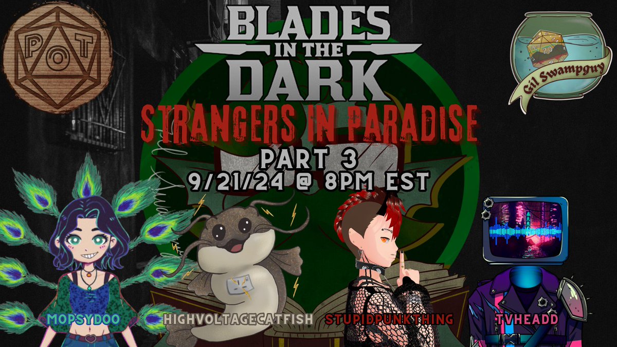 🌿🐊SATURDAY!🐊🌿

Been a nice week off, but we're coming back with a (re)vengeance! The Strangers take a job from a ghost to steal an important item from his cruel ex-wife so he can rest. Can our crew feign playing nice with the likes of nobility?

#TTRPGs #vtubersupportbeam