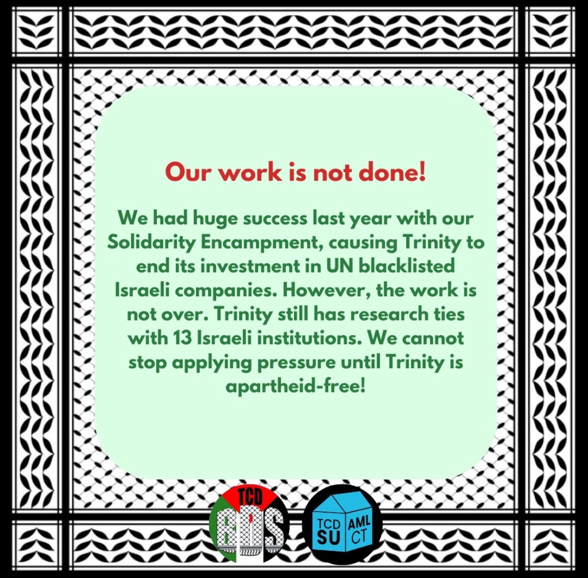 Trinity BDS Campaign 🇵🇸 tweet media