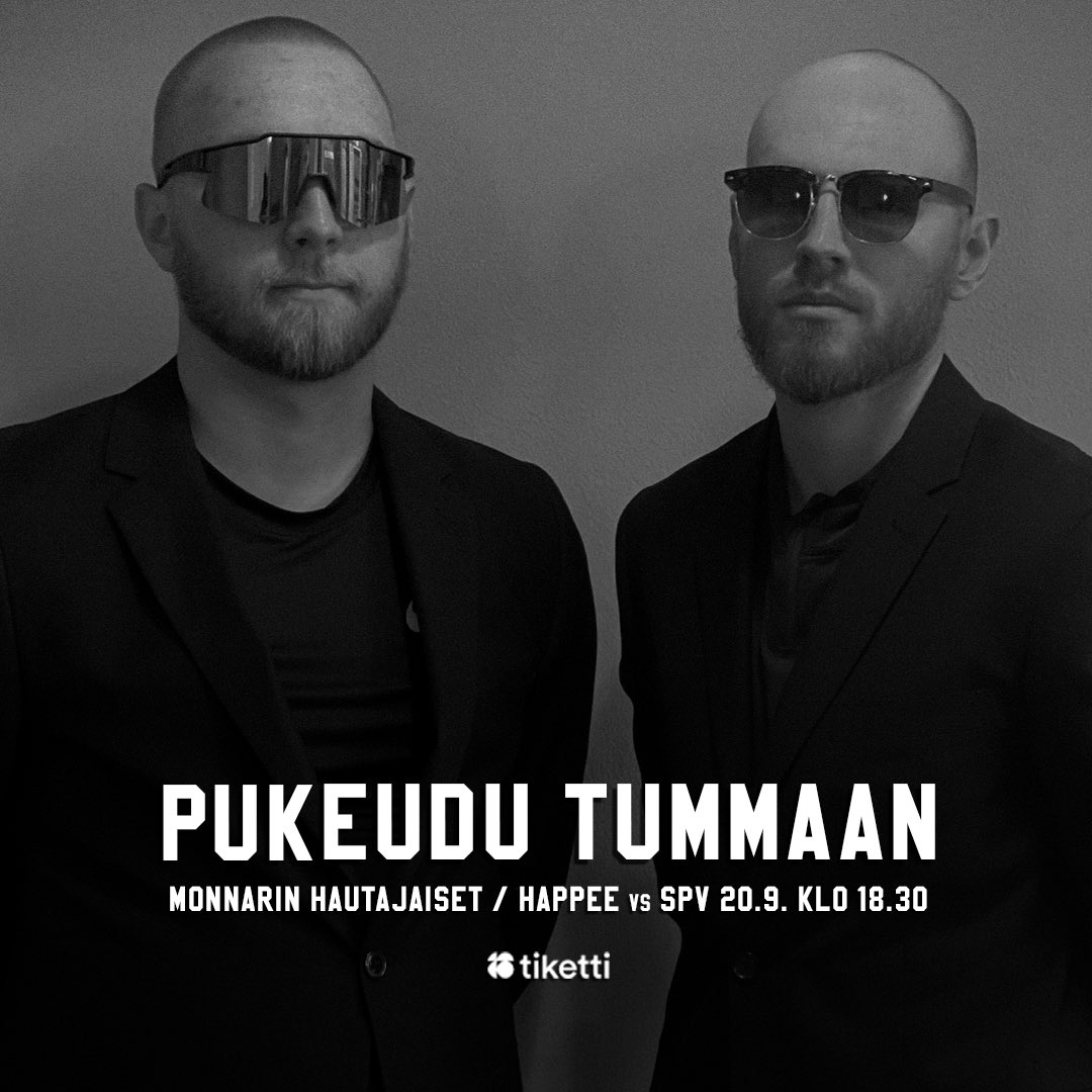 𝗣𝘂𝗸𝘂𝗸𝗼𝗼𝗱𝗶 𝗽𝗲𝗿𝗷𝗮𝗻𝘁𝗮𝗶𝗹𝗹𝗲: Tummaa päälle⚫️

🎟️ Liput Monnarin hautajaisiin: tiketti.fi/happee-spv-jyv…

#happeefloorball #hirvirytke #oxdog #mizuno #jyväskylä #fliiga #salibandy