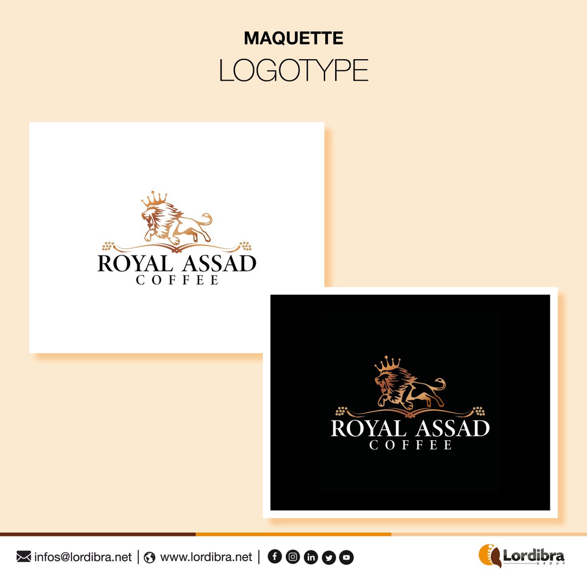Lordibra_Group's tweet photo. 🚀 LORDIBRA Group est ravi d’avoir créé l’identité visuelle de Royal Assad Coffee, alliant excellence gustative et design innovant. 🌟 Besoin de transformer votre marque en icône visuelle ? Contactez-nous à infos@lordibra.net ou sur WhatsApp +221 78 115 40 40 ! #Design #Branding https://t.co/BaPnwfSsWI