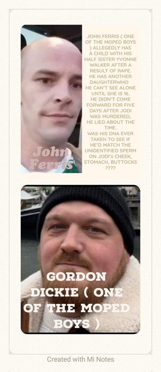 TruthWinzz's tweet photo. John Ferris & Gordon Dickie - The Moped Boys. #MIAST #LukeMitchell
Allegedly Gordon's Dad, David Dickie Made Sexual Advances To Jodi.
They both lied, didn't come forward for five days, scrapped the moped https://t.co/g9fbeiLs5B
