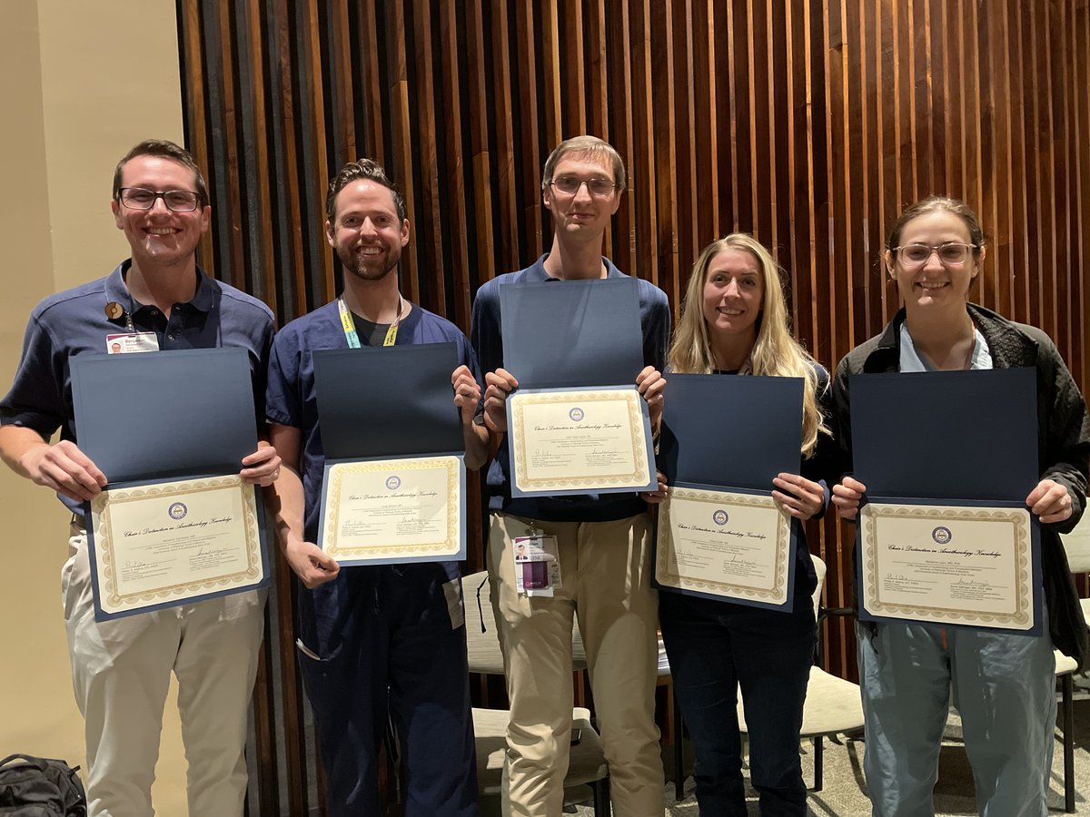 Congratulations  🎉 to our residents with Top 10% @ABAphysicians BASIC Exam scores! Drs. Benjamin Genovese, Craig Johnson, Adam Opitz-Leewe, Elaina Anglin, Marianne Ligon, and Miya Oliver received our 2024 Chair’s Distinction in #Anesthesiology Knowledge Award. Amazing work!
