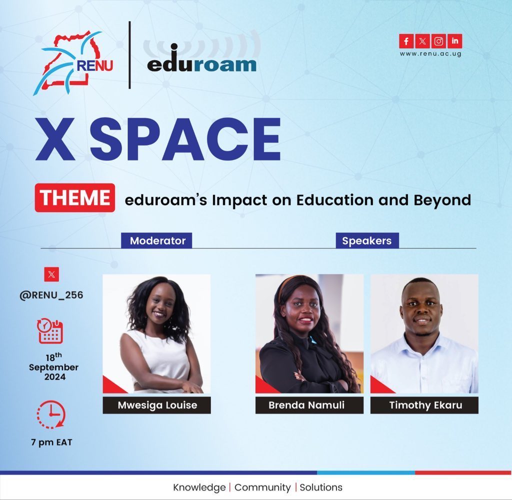 . <a href="/bnamuli98/">Brenda Namuli</a> explains that eduroam simply refers to education roaming and it majorly aims to enable researchers and students to have a free access to internet and once you have your credentials you can connect seamlessly; you can easily access it across institutions in Uganda.