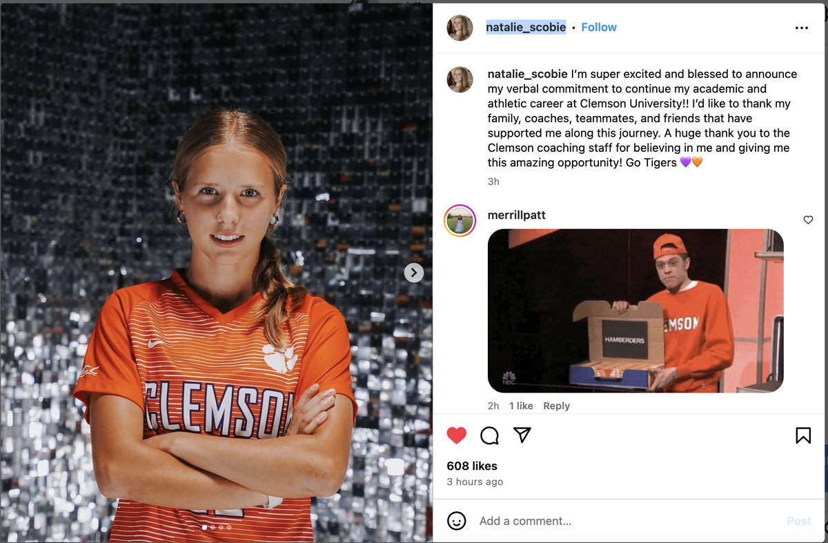 ECNL/GA/Recruiting/College Soccer (@imyouthsoccer) on Twitter photo Another #ECNL player from the Class of 2026 has verbally committed to play D1 soccer and #4 for <a href="/clemsonwsoccer/">Clemson Women's Soccer</a>. Huge Congratulations to <a href="/natalie_scobie/">Natalie Scobie</a> who is on our Top Players in the Class of 2026!! Another #ECNL player from the Class of 2026 has verbally committed to play D1 soccer and #4 for <a href="/clemsonwsoccer/">Clemson Women's Soccer</a>. Huge Congratulations to <a href="/natalie_scobie/">Natalie Scobie</a> who is on our Top Players in the Class of 2026!!