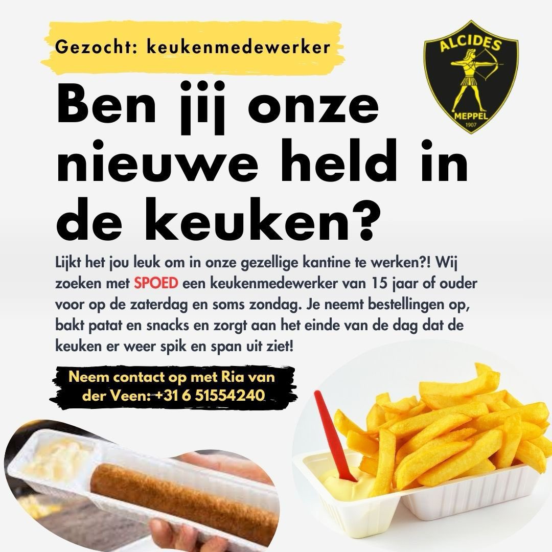Alcides1907's tweet photo. Wij zijn op zoek naar een keukenmedewerker. Ken jij iemand (15 jaar of ouder) die het leuk lijkt om op zaterdagen en af en toe op zondag bij ons te komen werken? Graag zo veel mogelijk delen en retweeten! https://t.co/JPfkLeoRzh