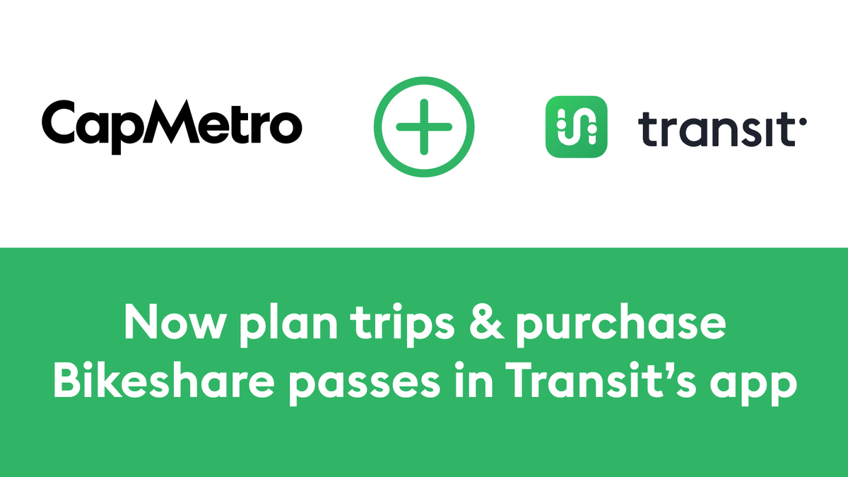 Exciting news, #ATX!

📲 You can now buy your Bikeshare pass directly in <a href="/transitapp/">Transit</a>
✅ Locate Bikeshare stations
✅ Connect w/ #CapMetro routes
✅ Plan your perfect trip with real-time CapMetro schedules

Download Transit today &amp; ride smarter! 
🔗: capmetro.org/transitapp