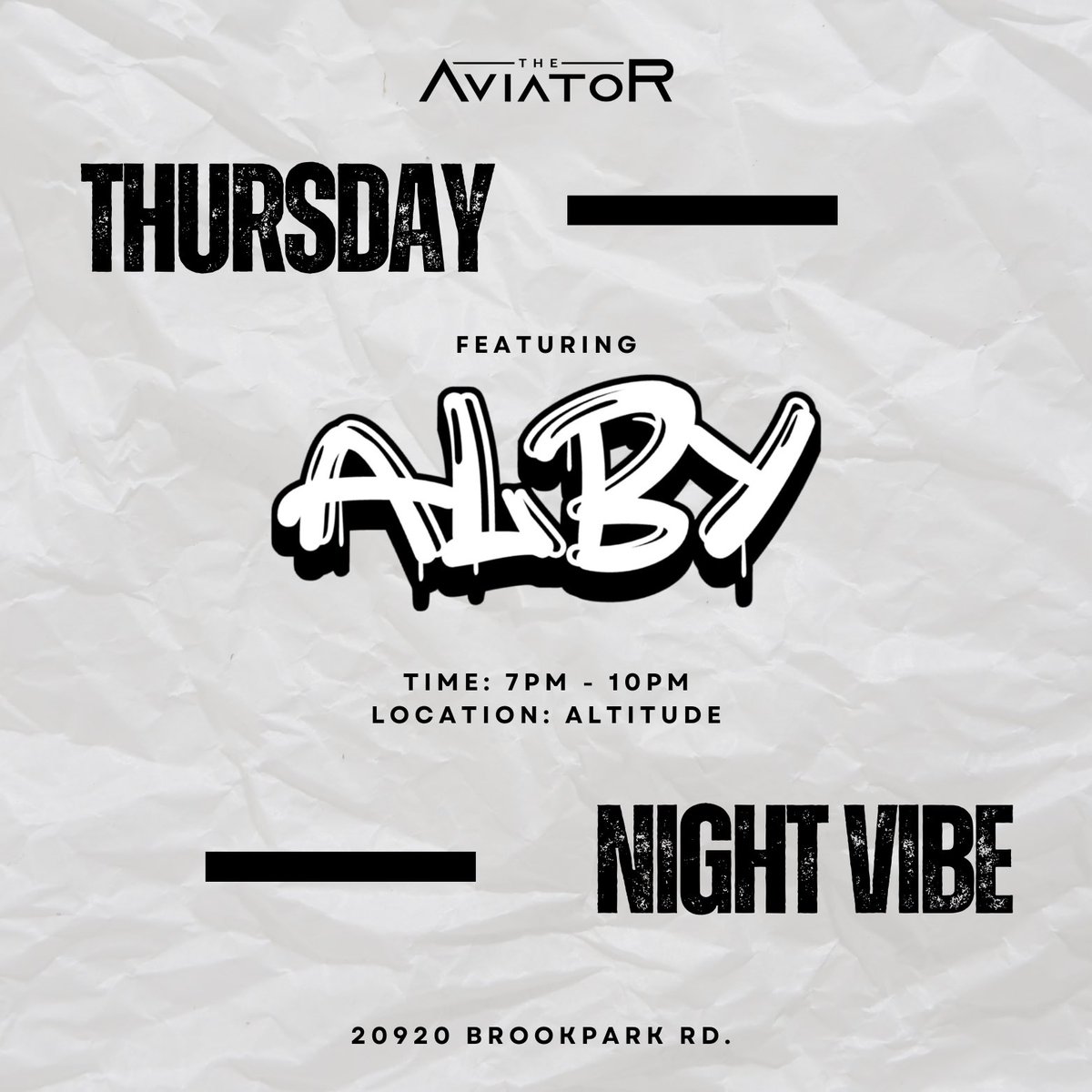 AviatorCLE's tweet photo. AVIATORS! Join us tomorrow (9/19) for another “Thursday Night Vibe” on our rooftop Altitude 7PM - 10PM featuring Alby from Ohio DJ Pros! 🔥🎶

No reservations. First come, first serve! 

See you soon, Cleveland! ✈️ https://t.co/X2s1aRyH62