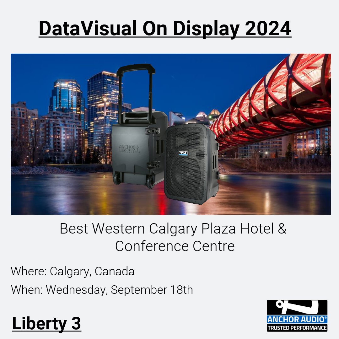 AnchorAudio's tweet photo. Calgary, get ready! Anchor Audio's Liberty 3 has officially arrived, and it's making waves. Meet the Liberty 3—your new go-to for powerful, crystal-clear audio—TODAY at the Data Visual On Display tradeshow. See you there!

#DataVisualOnDisplay #PortablePAsystems #AnchorAudio https://t.co/ut2foymYX1
