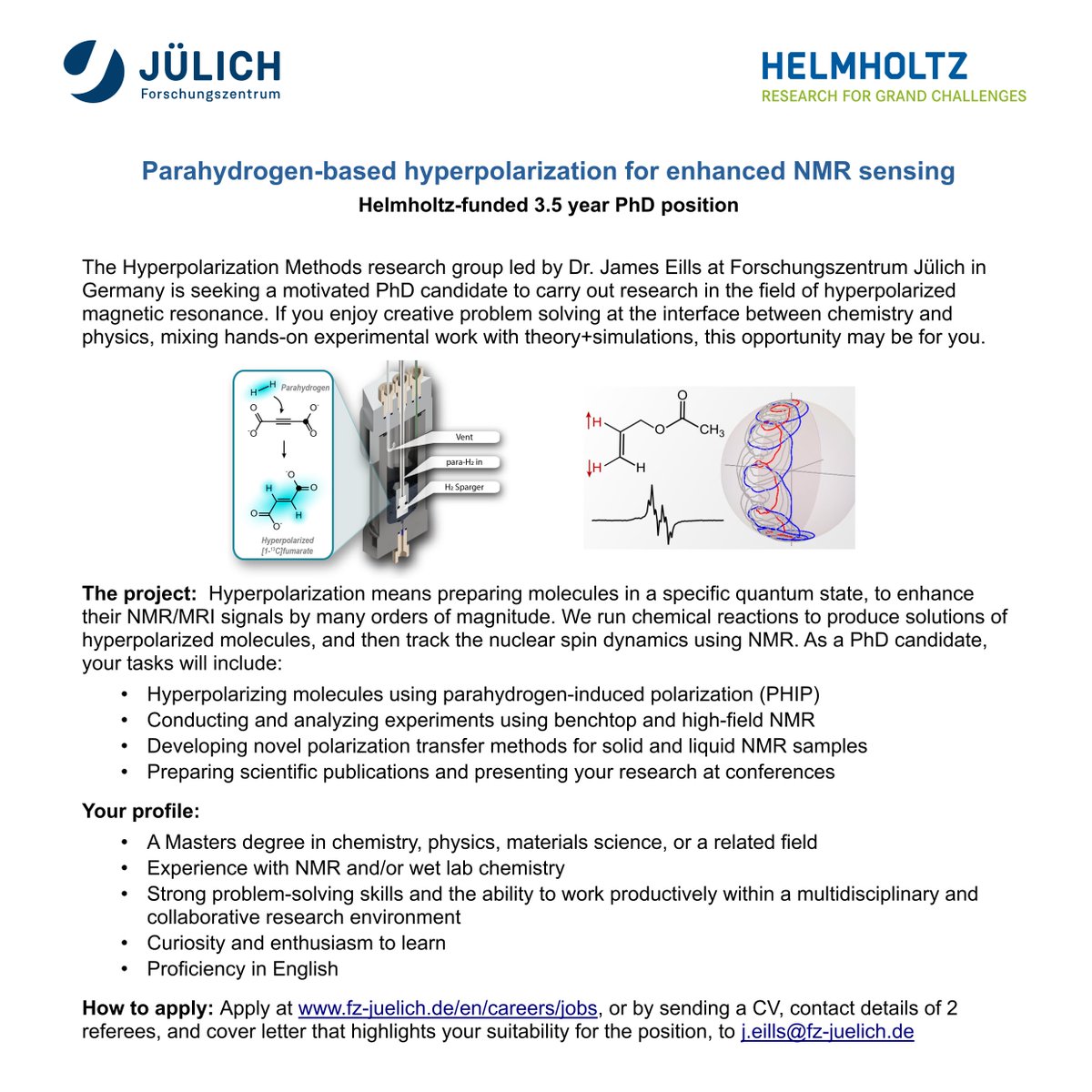 James Eills (@jameseills) on Twitter photo 📢 Are you passionate about science?🔬 We are looking for a #PhD candidate at Forschungszentrum Jülich to develop cutting-edge NMR hyperpolarization methods! The Helmholtz Association is an ideal place to learn and do world-leading research👩‍🔬👨‍🔬 #NMRchat #research <a href="/helmholtz_en/">HelmholtzAssociation</a> 📢 Are you passionate about science?🔬 We are looking for a #PhD candidate at Forschungszentrum Jülich to develop cutting-edge NMR hyperpolarization methods! The Helmholtz Association is an ideal place to learn and do world-leading research👩‍🔬👨‍🔬 #NMRchat #research <a href="/helmholtz_en/">HelmholtzAssociation</a>