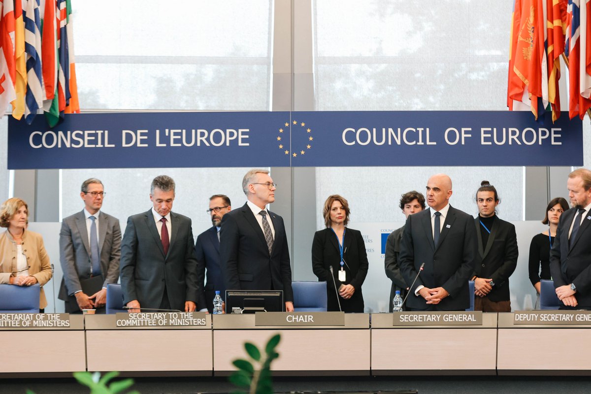 UKRinCoE's tweet photo. Warm congratulations to @alain_berset on the beginning of his term as Secretary General of the @coe. In his  inaugural speech, he affirmed that 🇺🇦 will remain the top priority, alongside addressing democratic erosion, AI, environment, and upholding the rulings of the @ECHR_CEDH. https://t.co/81P7CSd3My