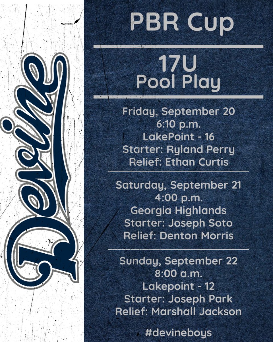 Devine Baseball (@devine_baseball) on Twitter photo Devine 17U is ready to go for the <a href="/PrepBaseballGA/">Prep Baseball Georgia</a> PBR Cup, starting Friday night. Come see our #uncommitted2026 lineup all three games. See coaches Diaz and Hawkins at the dugout for scout sheets and details. Devine 17U is ready to go for the <a href="/PrepBaseballGA/">Prep Baseball Georgia</a> PBR Cup, starting Friday night. Come see our #uncommitted2026 lineup all three games. See coaches Diaz and Hawkins at the dugout for scout sheets and details.