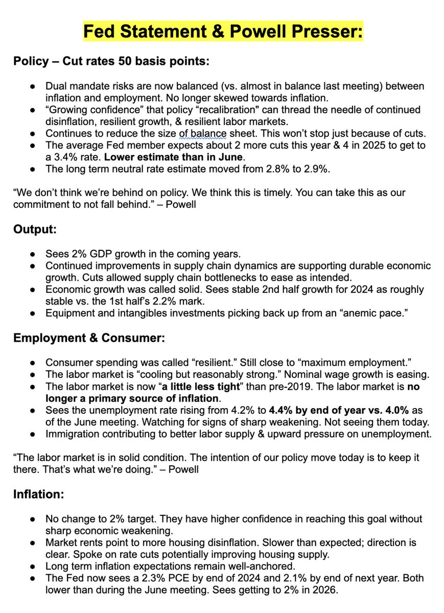 StockMarketNerd's tweet photo. Fed statement &amp; Powell Presser Highlights: https://t.co/EFcPDGRGOi