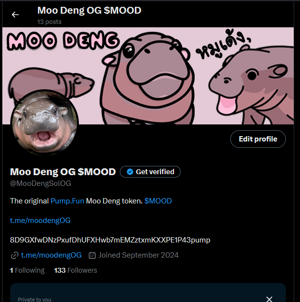 Moo Deng OG $MOOD tweet media