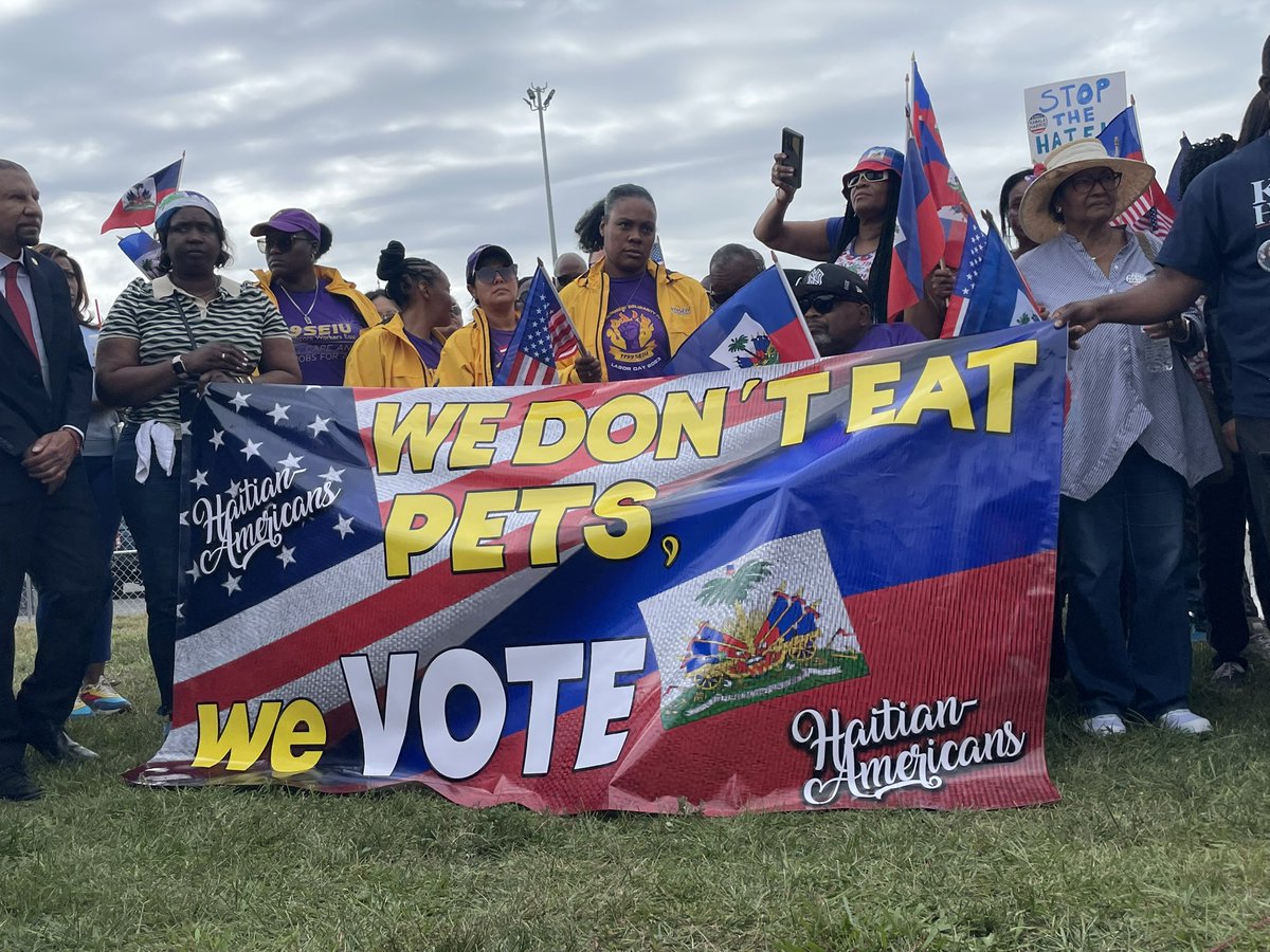 Long Island Haitians are holding a counter rally outside the Nassau Comiseum where Trump is slated to speak tonight.