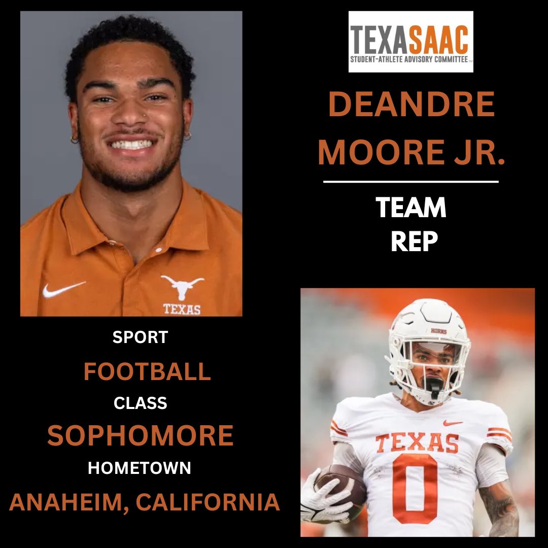 TexasSAAC's tweet image. Kicking off Day 2 with Texas Football! Introducing SAAC reps, Trevor Goosby, Brandon Baker, Liona Lefau, and DeAndre Moore!๐๐ค๐ผ