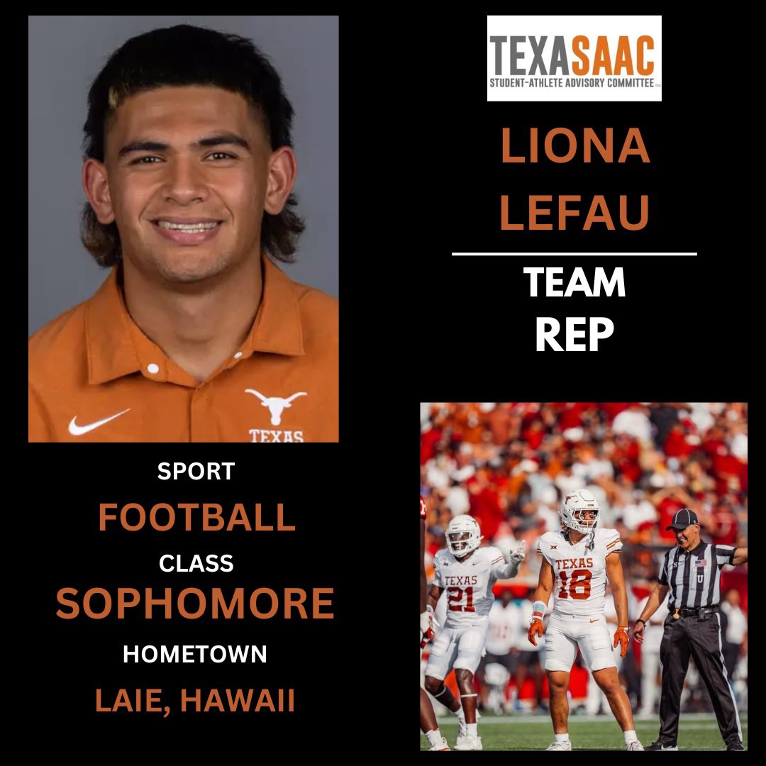 TexasSAAC's tweet image. Kicking off Day 2 with Texas Football! Introducing SAAC reps, Trevor Goosby, Brandon Baker, Liona Lefau, and DeAndre Moore!๐๐ค๐ผ