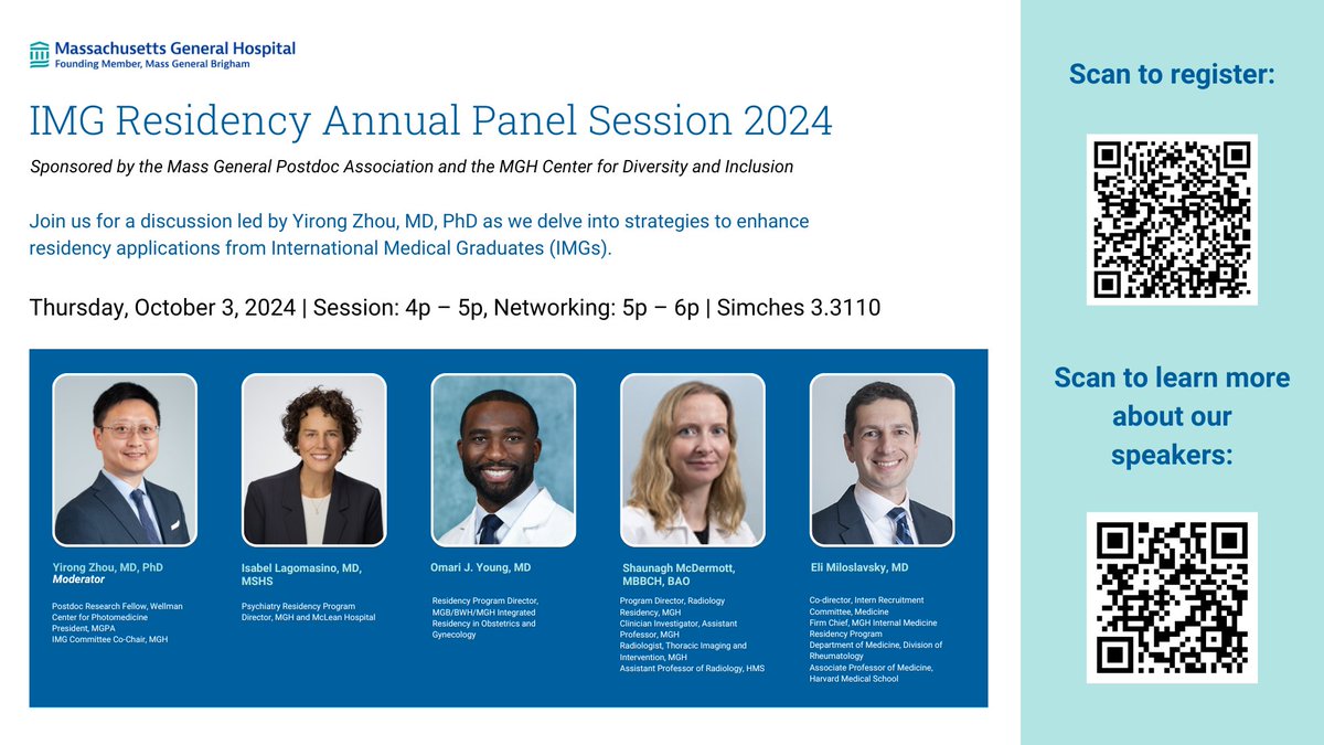 Mass General Postdoc Association (@massgpa) on Twitter photo Our IMG Residency Annual Panel Session is alright around the corner! <a href="/MGPA_IMGComm/">MGPA IMG Committee</a>
Join Us!
eventbrite.com/e/img-residenc… Our IMG Residency Annual Panel Session is alright around the corner! <a href="/MGPA_IMGComm/">MGPA IMG Committee</a>
Join Us!
eventbrite.com/e/img-residenc…