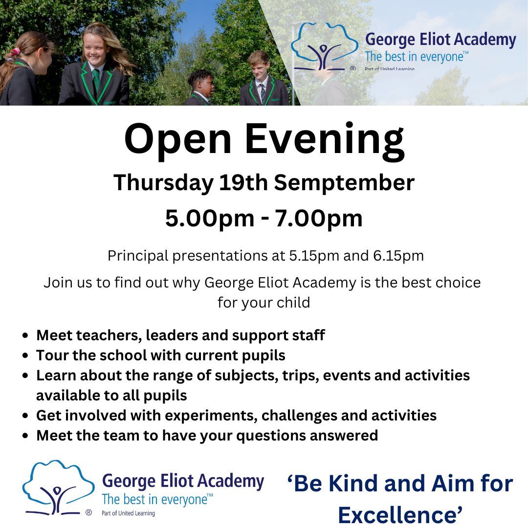 GeorgeEliotAcad's tweet photo. Tomorrow is the big day! We are busy getting ready for our biggest Open Evening yet. https://t.co/3WkdgEwrTK