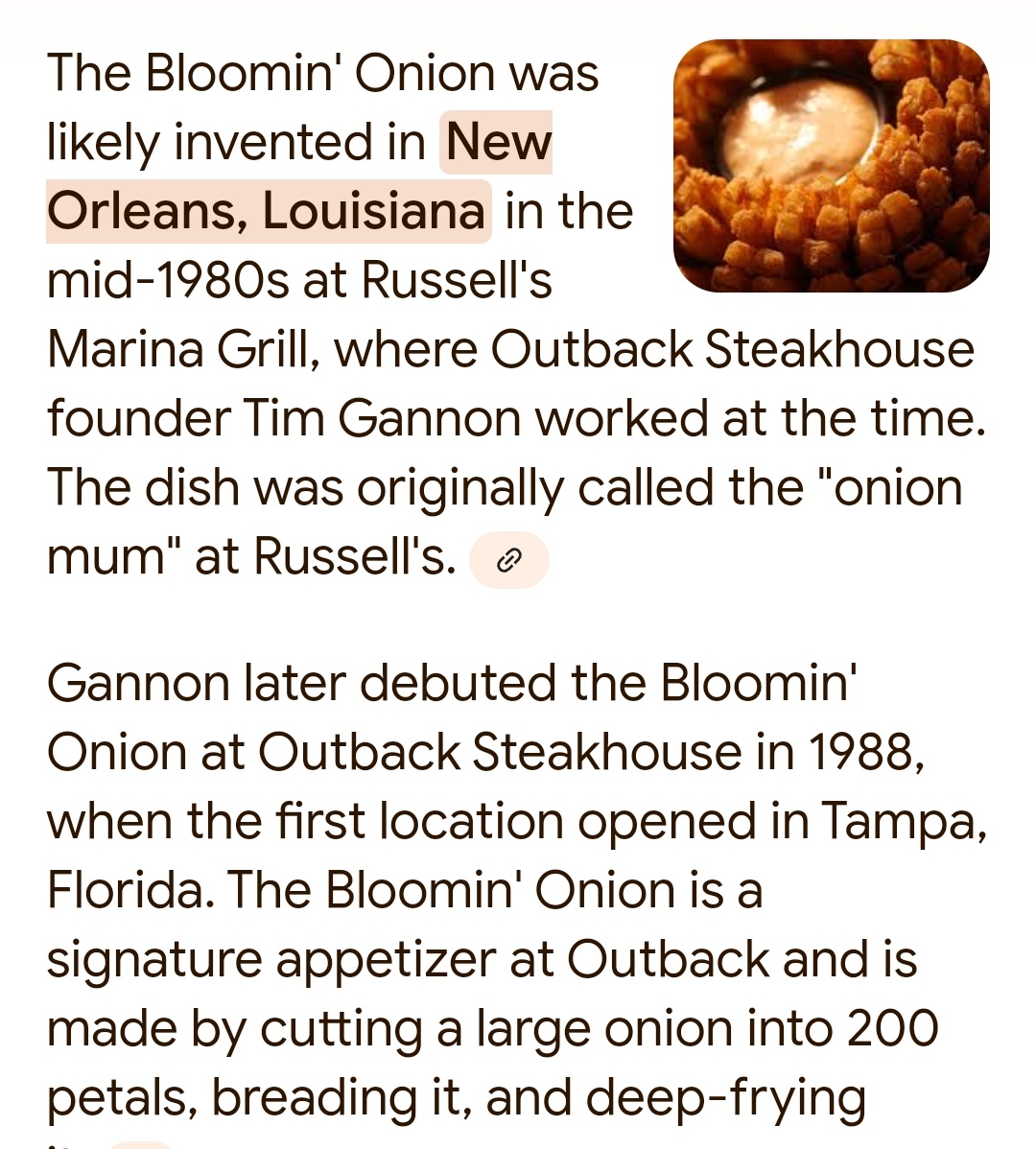 TheNolaChick's tweet photo. Did y'all know the Bloomin' Onion was (likely) invented in New Orleans?! https://t.co/AUUts3nQST