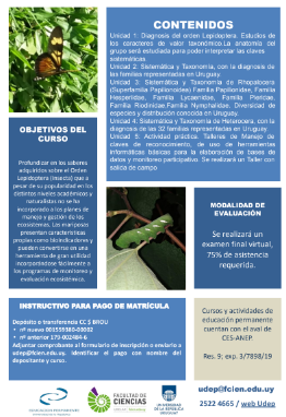 eduperfcien's tweet photo. Estimad@s,  Están abiertas las inscripciones para la pasantía  EP "MARIPOSAS Y POLILLAS DEL URUGUAY: UNA MIRADA A LA TAXONOMÍA ESPECÍFICA Y SERVICIOS ECOSISTÉMICOS".  INSCRIPCIONES: https://t.co/0op32MVTkX…………hasta el 26 de setiembre. Matrícula: $500 .  Adjuntamos más info. https://t.co/8NcqlqIFv5