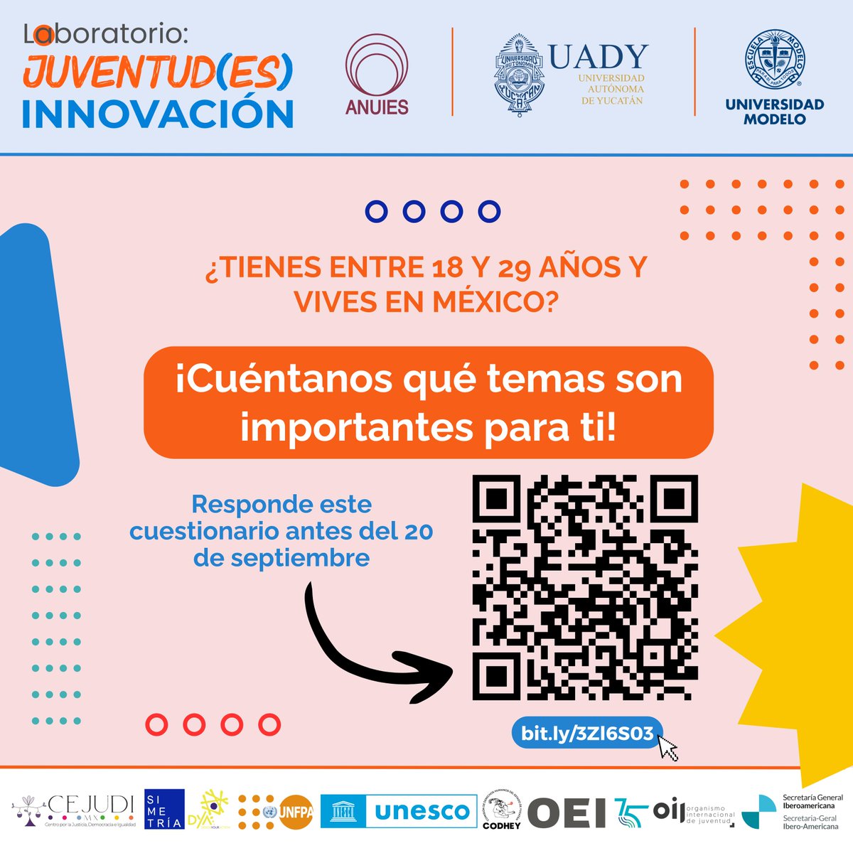 ¿Tienes entre 18 y 29 años y vives en México? 🇲🇽  

Queremos saber qué temas son importantes para ti 🗣️
 
📋Completa el formulario y cuéntanos qué te mueve. Tu voz es clave para construir el futuro que queremos ver: es.surveymonkey.com/r/LabJuventude…