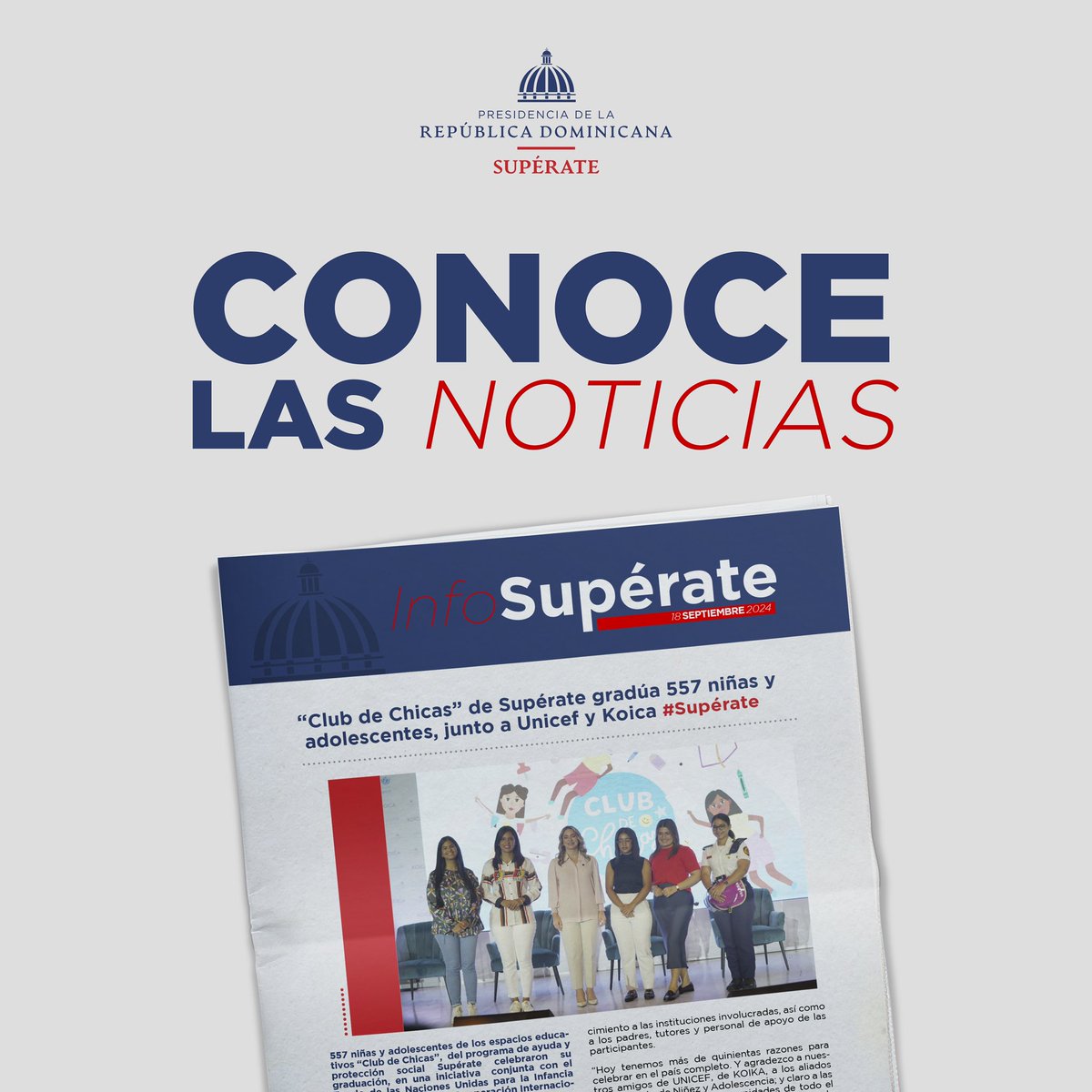 SuperateRDO's tweet photo. ¿Ya conoces nuestro boletín informativo? 📩 La nueva edición ya está disponible para que te mantengas informado /a sobre todas las acciones que ejecutamos en beneficio de las familias dominicanas más vulnerables. Lee el boletín completo dando clic aquí 🔗: https://t.co/sYm4RFmoNR https://t.co/6TfCZJhOH7