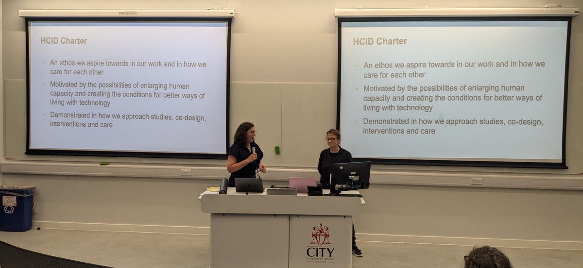 Stephanie Wilson and Sara Heitlinger, our co-deirectors, share few words from <a href="/cityuni_hcid/">HCID.CITY</a> leadership team, and announce the final keynote speaker, Laura Forlano
<a href="/stephwilsoncity/">Steph Wilson</a> <a href="/saralara_heit/">Sara Heitlinger</a> <a href="/laura4lano/">Dr. Laura Forlano</a>
#Designforall #HCID2024