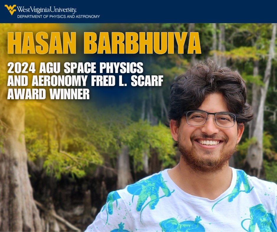 WVU Physics & Astro (@physicsandastro) on Twitter photo 🙌Hasan Barbhuiya ('23) is the 2024 AGU Space Physics and Aeronomy Fred L. Scarf Award Winner! This award recognizes outstanding dissertations that contribute to solar-planetary science. 🙌🙌
➡️physics.wvu.edu/news-and-event…
<a href="/WestVirginiaU/">WVU Mountaineers</a> <a href="/WVUEberly/">WVU Eberly College</a> 🙌Hasan Barbhuiya ('23) is the 2024 AGU Space Physics and Aeronomy Fred L. Scarf Award Winner! This award recognizes outstanding dissertations that contribute to solar-planetary science. 🙌🙌
➡️physics.wvu.edu/news-and-event…
<a href="/WestVirginiaU/">WVU Mountaineers</a> <a href="/WVUEberly/">WVU Eberly College</a>