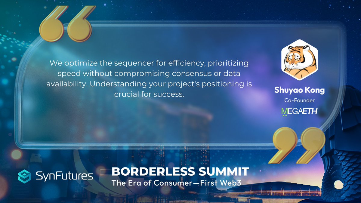 SynFuturesDefi's tweet photo. Shuyao Kong (@hotpot_dao), Co-Founder at @megaeth, talked about the importance of understanding a project’s vision at #BorderlessSummit in Singapore 🎯 https://t.co/i02UI6ZoYT