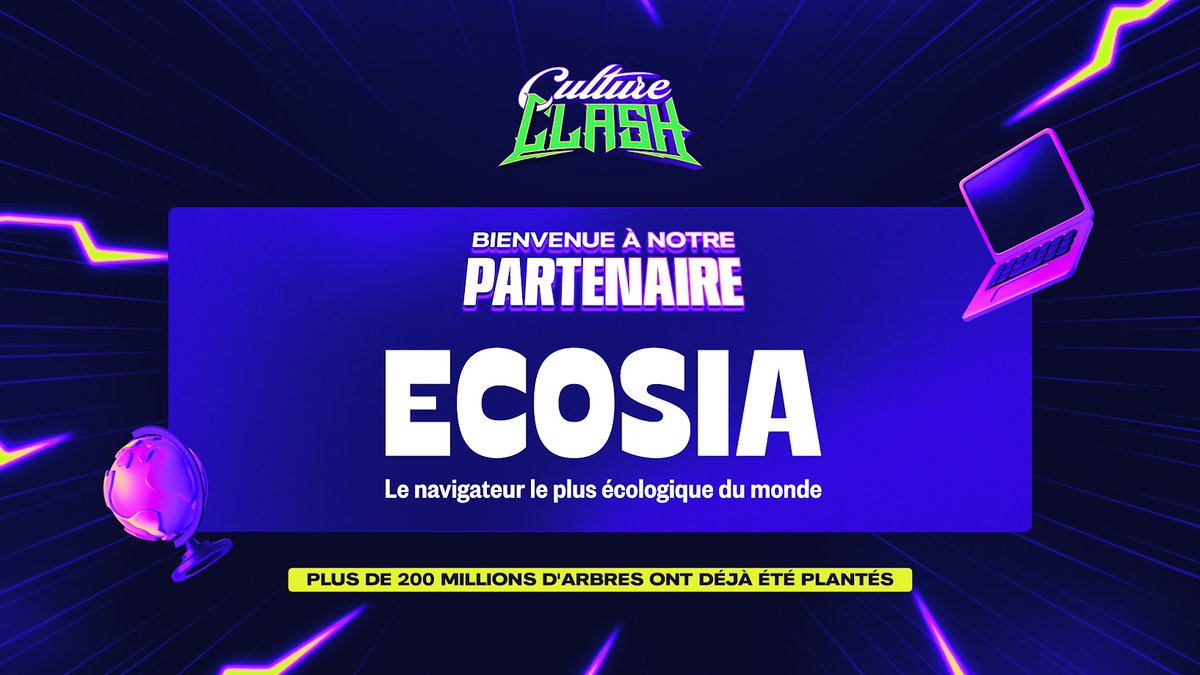 Notre nouveau partenaire vous permet de chercher les réponses à #CultureClash⚡en plantant des arbres

Rejoignez la communauté Ecosia et soutenez l'événement en installant l'app/extension 🌳ecosia.co/CultureClash

C'est facile et rapide ! 

Merci @Ecosia