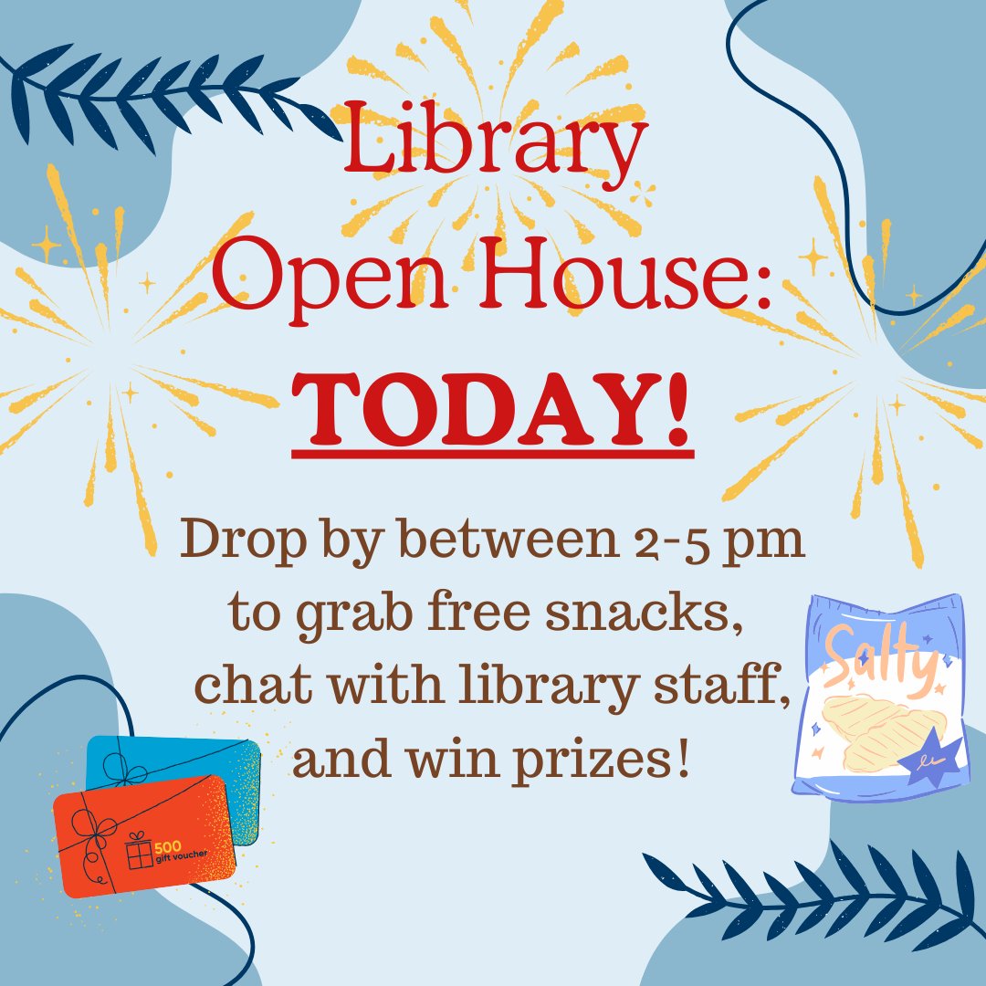 Don't miss the Kelly Library Open House today at 2pm! Meet library staff, win prizes, and find out all the ways that the library can work for you!