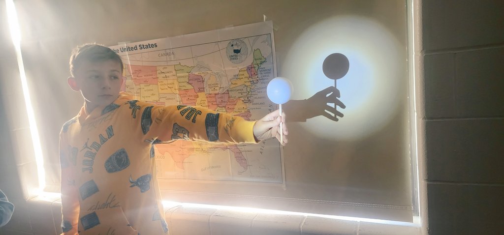 With the partial lunar eclipse last night, what a great time to practice modeling our moon phases in 7th grade science 🌒🌓🌔🌕🌖🌗🌘 #mycrcs