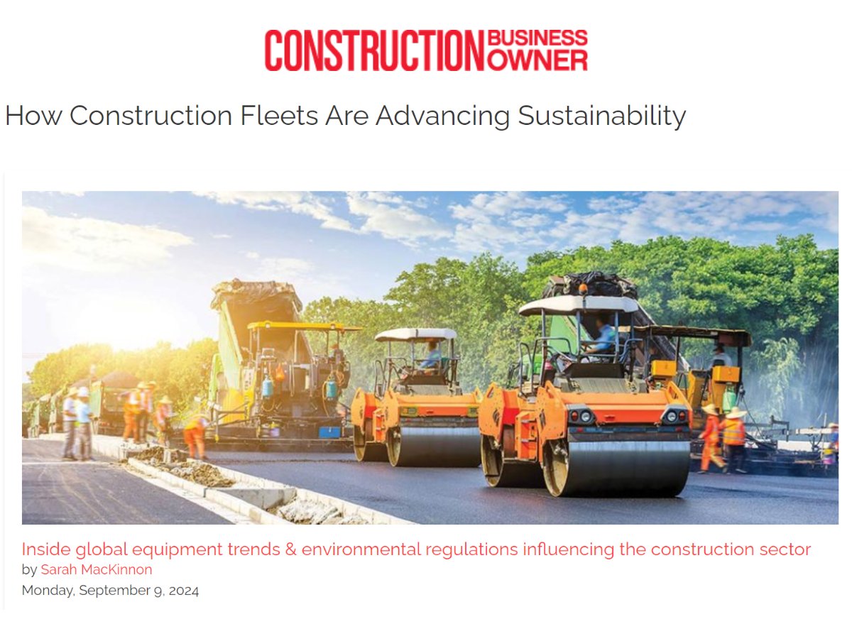 DeltaQTech's tweet image. Insightful article by Sarah MacKinnon, CEO of Delta-Q Technologies, discussing how construction fleets are advancing sustainability. Learn how innovative solutions are driving greener operations in the industry. Read more: hubs.ly/Q02QjB5T0