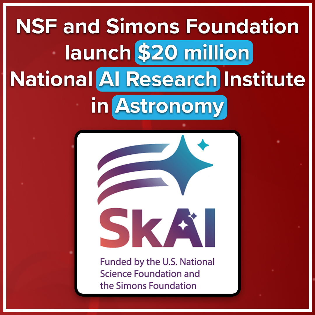 SkAI, a new research institute led by <a href="/NorthwesternU/">Northwestern</a> with collaborators including <a href="/UChicago/">The University of Chicago</a>, has received a $20 million grant from <a href="/NSF/">U.S. National Science Foundation</a> and <a href="/SimonsFdn/">Simons Foundation</a> to develop and apply new artificial intelligence tools to astrophysics research and deep space exploration

🧵 (1/3)