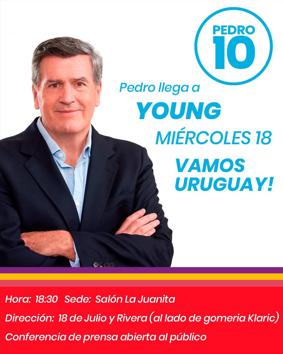 Arrancandonga para Río Negro con la lista 10; a las 15 con Andrés en Fray Bentos; a las 18 en Young, en Río Negro es con la 10, Bordaberry con Ojeda y Andrés!