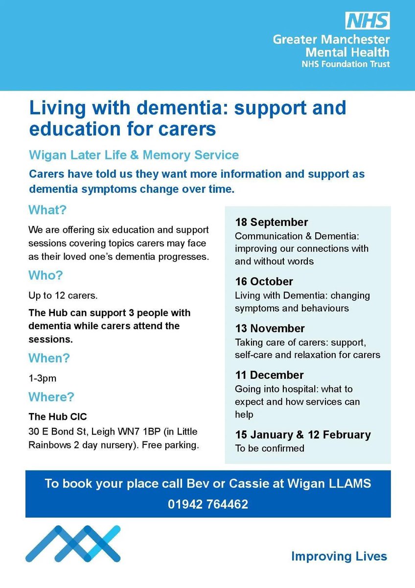 cassie_eastham's tweet photo. The sessions are for carers who have had initial post-diagnostic support and are now needing different advice, information and support as time progresses. 

Next month we will be discussing how dementia symptoms can change over time and ideas for living with these. https://t.co/qpCRitaKrP