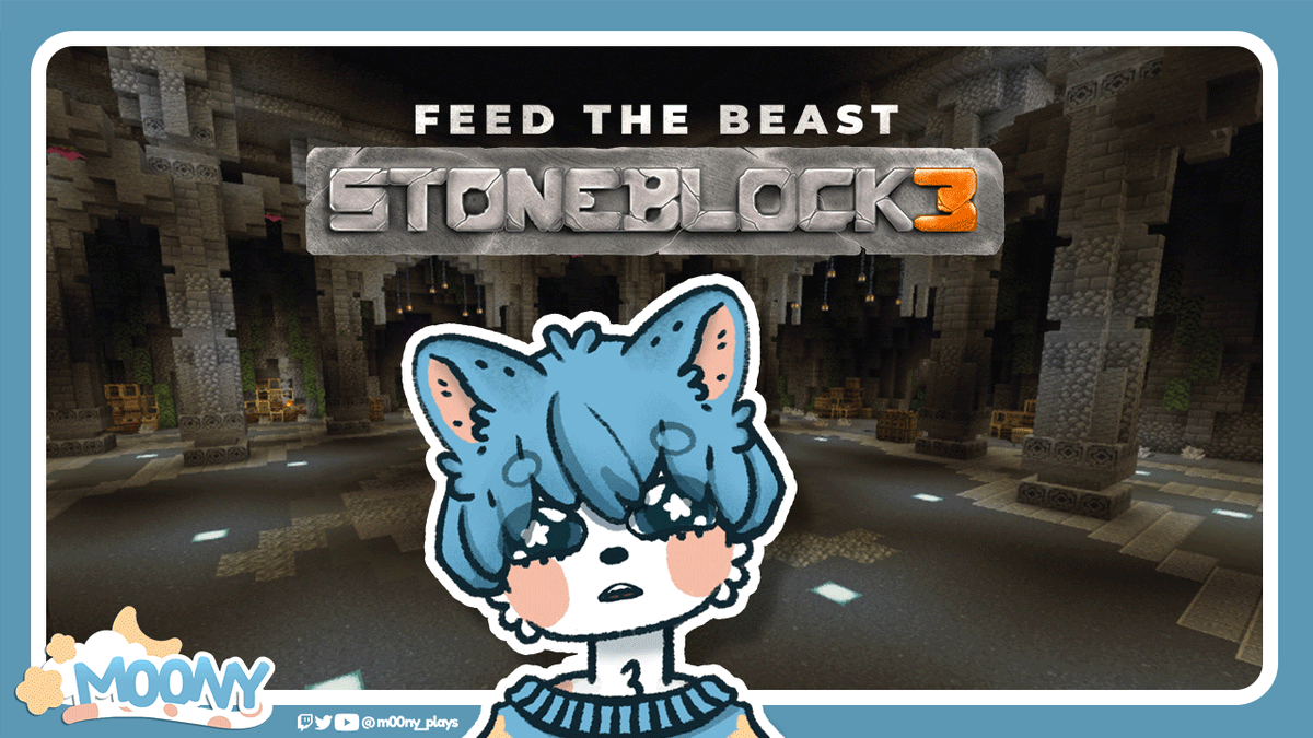 m00ny_plays's tweet photo. 🔴 LIVE NOW on Twitch!  
 Cat eating stones, yummy! Taste like fishes 🪨⛏️

 [#vtuber | #Minecraft | #StoneBlock  | #LiveOnTwitch]
🔗Link in reply ⬇️ https://t.co/i2tHRV63DW