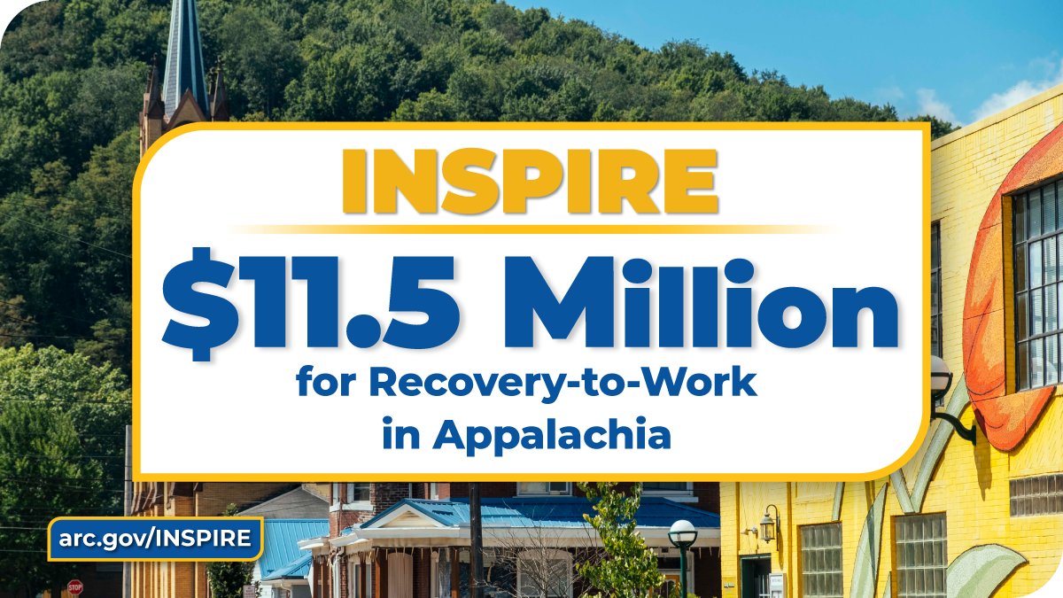 ARCgov's tweet photo. Big news! 💸 ARC's INSPIRE Initiative just awarded nearly $11.5M to 39 recovery-to-work projects to help partners in nine states expand support services, community partnerships &amp; workforce training for Appalachians overcoming substance use disorder. 💙 https://t.co/OZuGGPs4mj https://t.co/KdjFjSTMe3