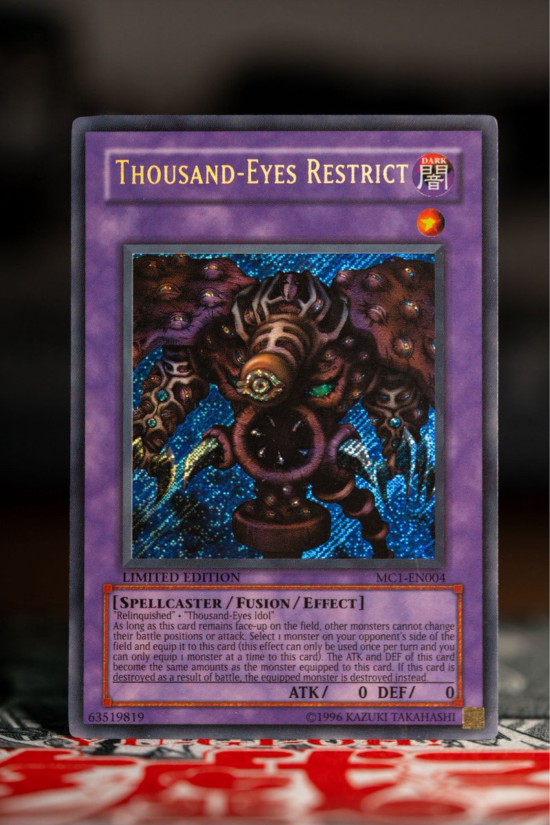 Name: Thousand-Eyes Restrict Rarity: Secret Rare Set: Master Collection Volume 1 Release: December 2004 #yugioh #yugiohcards #yugiohart #yugiohcommunity # Name: Thousand-Eyes Restrict Rarity: Secret Rare Set: Master Collection Volume 1 Release: December 2004 #yugioh #yugiohcards #yugiohart #yugiohcommunity #