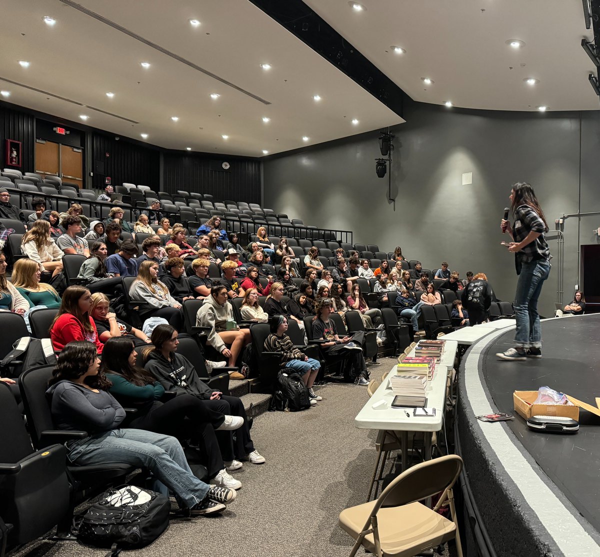 We always love when <a href="/MindyMcGinnis/">Mindy McGinnis</a> visits the Upper Campus.  Yesterday she spoke to English classes about her newest book, Under This Red Rock.