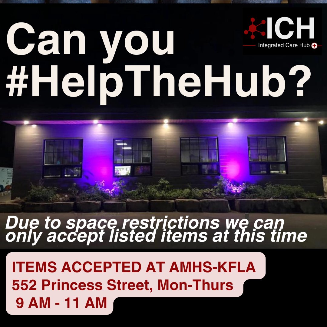 We're working to support service users during our temporary closure and thank the community for their support. We are currently in need of:
- Bottled water/Gatorade
- Clean blankets (no comforters)
- Clean hoodies/track pants
- New underwear/socks #HelpTheHub #ygk #thankyou