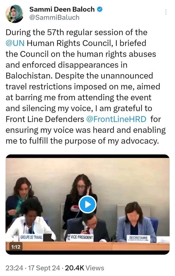 Abbasbugti51's tweet photo. Sami Deen has no legitimate position and every sane person in Balochistan sees him as an opportunist. His remarks at the United Nations show his true intentions to gain international fame by exaggerating existing grievances in Balochistan. Regarding the issue of missing persons, https://t.co/O4DAMdNkOF