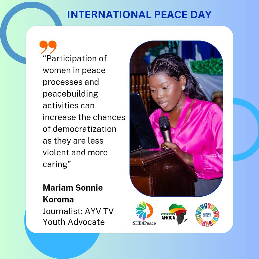 SHE4Peace's tweet photo. Peace Is The Only Answer! 
Peace Fo Dae! 

Join The Campaign for Sustainable Peace.
Let’s walk for peace on the 21st of September 2024 from PZ Center to Law Court of Sierra Leone. 

#internationalpeacedaywalk 
#Peace4All
#BuildingPeace https://t.co/2FCecmLhrP